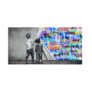 Children, Graffiti, Wall, Art.