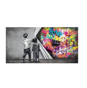 Children, Graffiti, Wall, Art.
