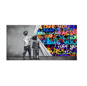 Children, Graffiti, Wall, Art.