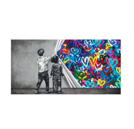 Children, Graffiti, Wall, Art.